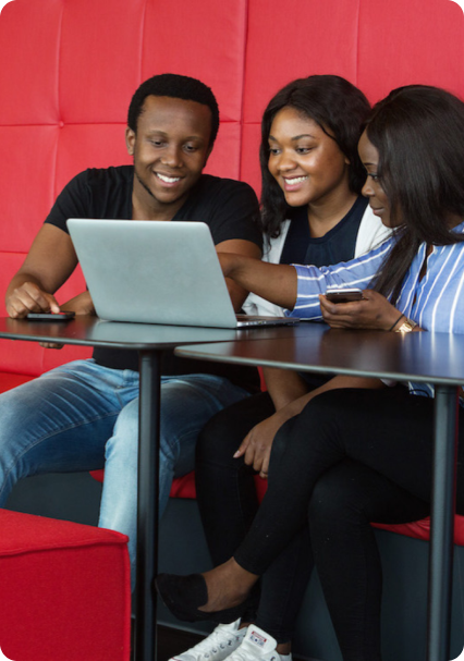 Students working on computers